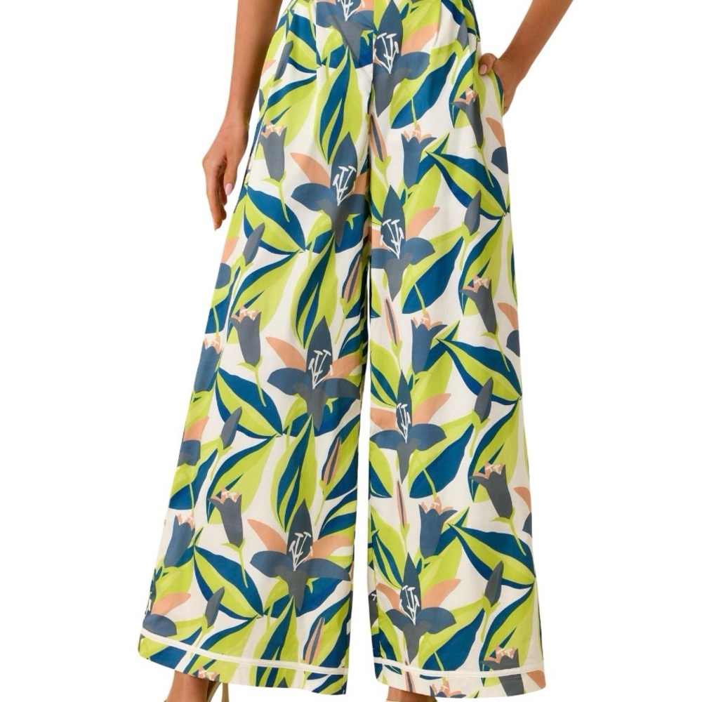 Prosperina Barrett Multi Floral Print Cotton Pants Sz L NWT - Picture 2 of 13
